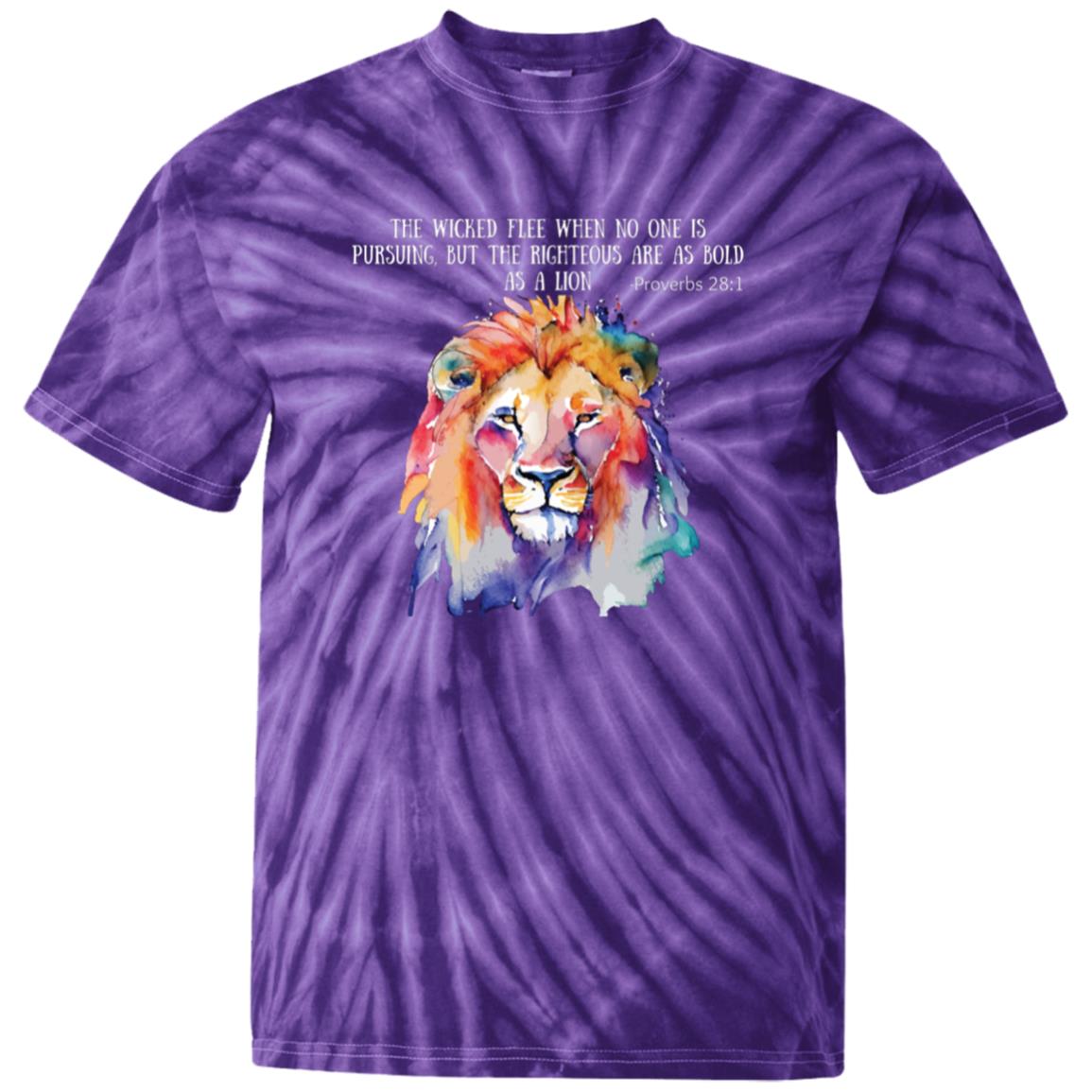 Empowering "Bold as a Lion" Tie-Dye T-Shirt - Proverbs 28:1