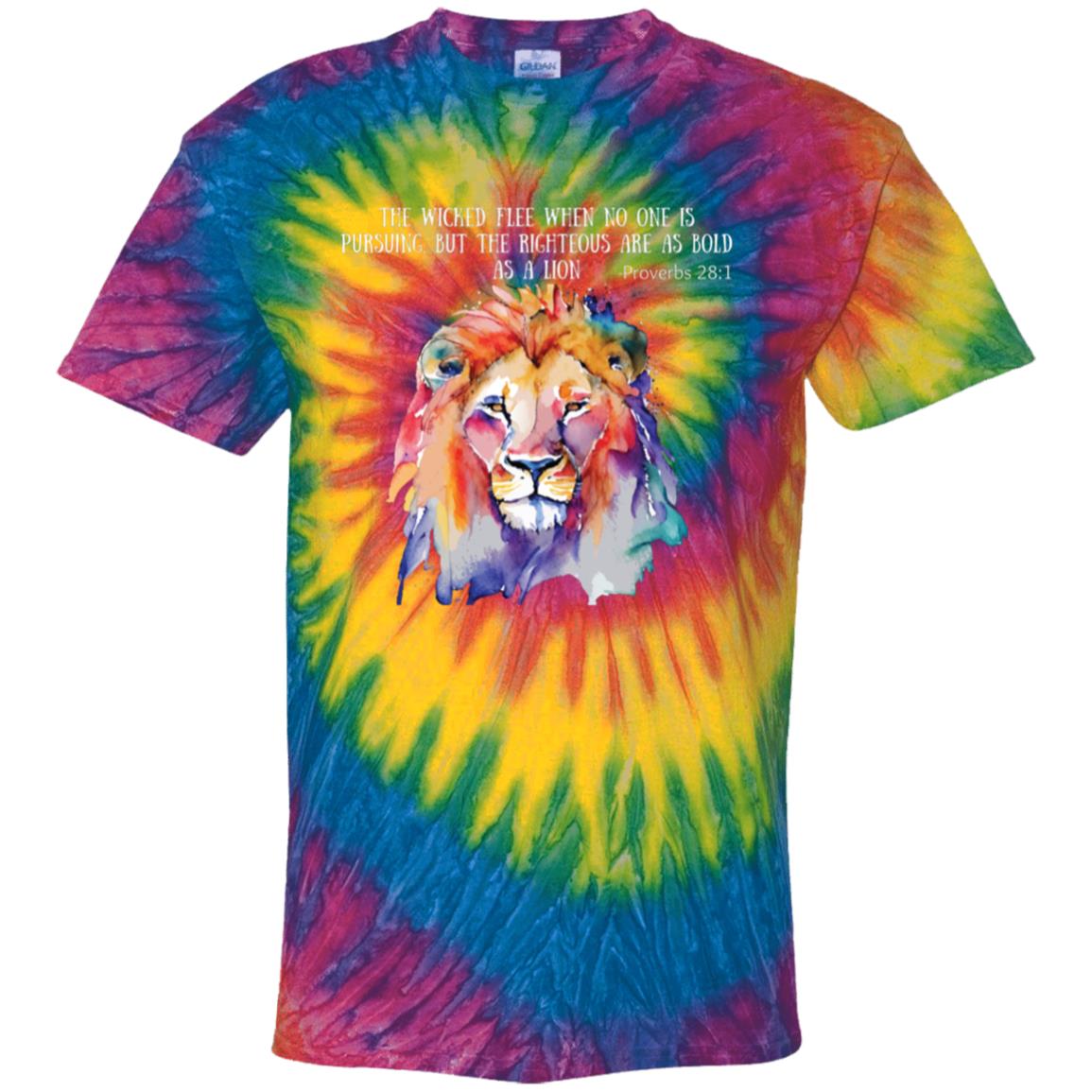 Empowering "Bold as a Lion" Tie-Dye T-Shirt - Proverbs 28:1