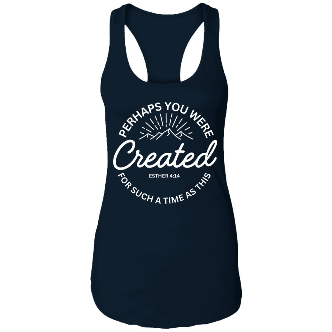 Esther 4:14  Ladies Ideal Racerback Tank - White Print