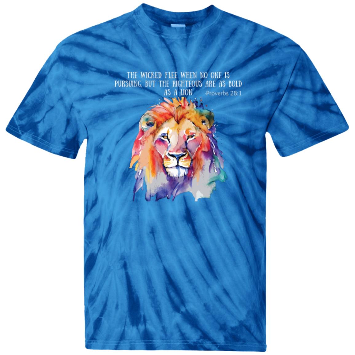 Empowering "Bold as a Lion" Tie-Dye T-Shirt - Proverbs 28:1