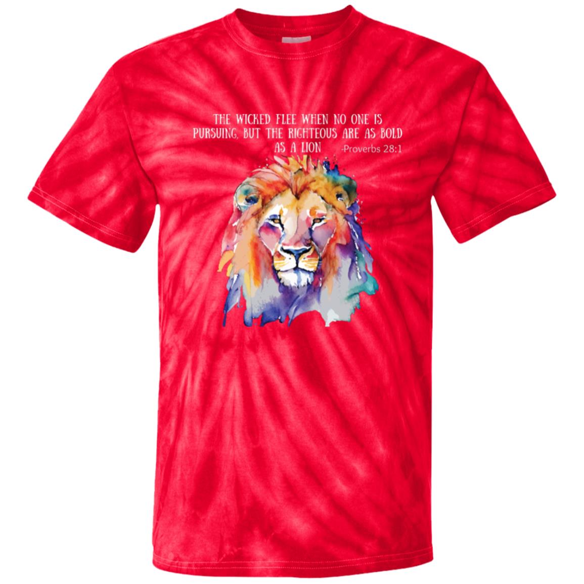 Empowering "Bold as a Lion" Tie-Dye T-Shirt - Proverbs 28:1