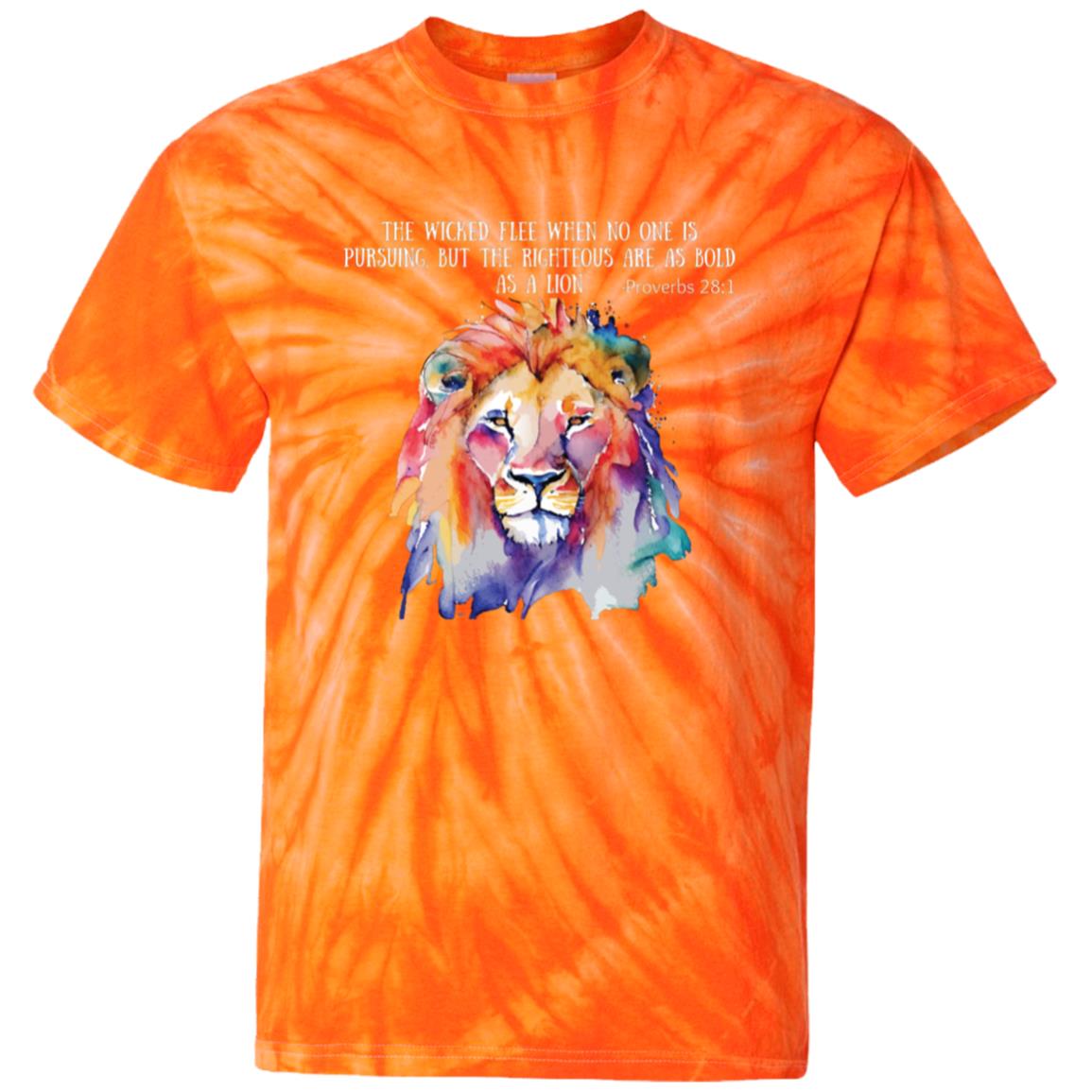 Empowering "Bold as a Lion" Tie-Dye T-Shirt - Proverbs 28:1