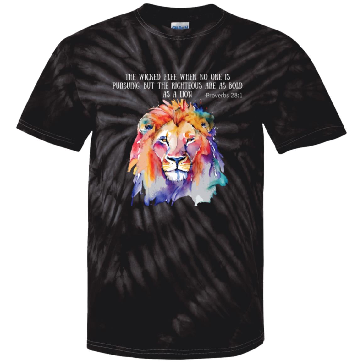 Empowering "Bold as a Lion" Tie-Dye T-Shirt - Proverbs 28:1