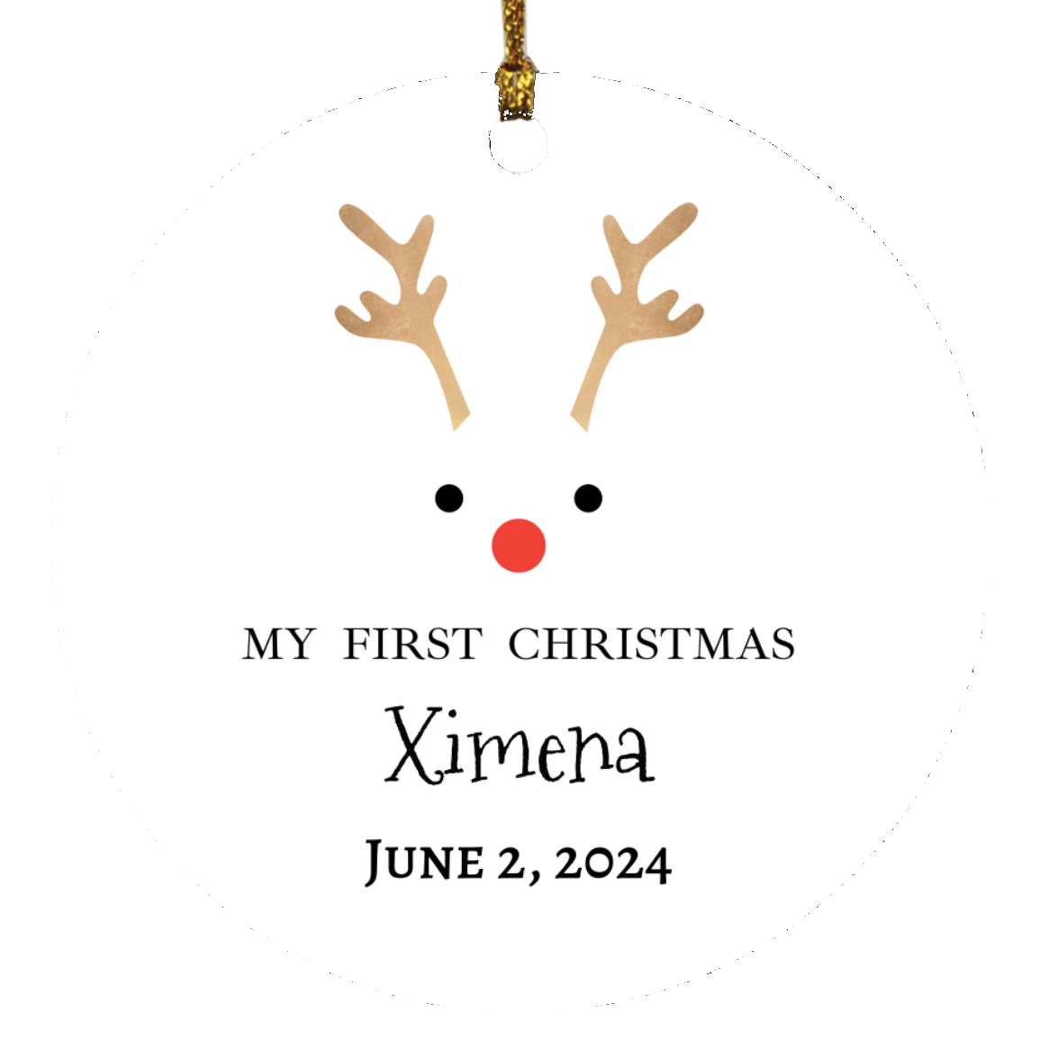 Personalized Baby’s First Christmas Reindeer Ornament – New Baby Christmas Gift – Family Keepsake