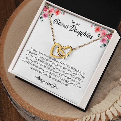 Interlocking Hearts necklace,  To My Bonus Daughter | Always Love You