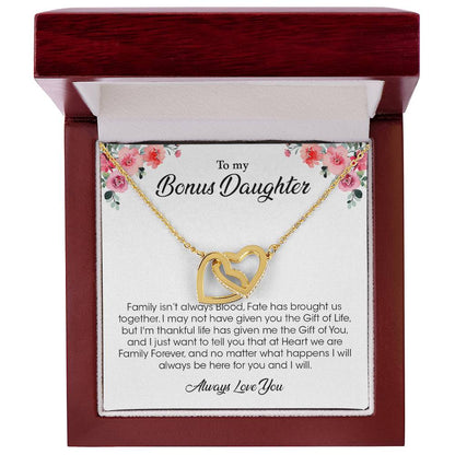 Interlocking Hearts necklace,  To My Bonus Daughter | Always Love You