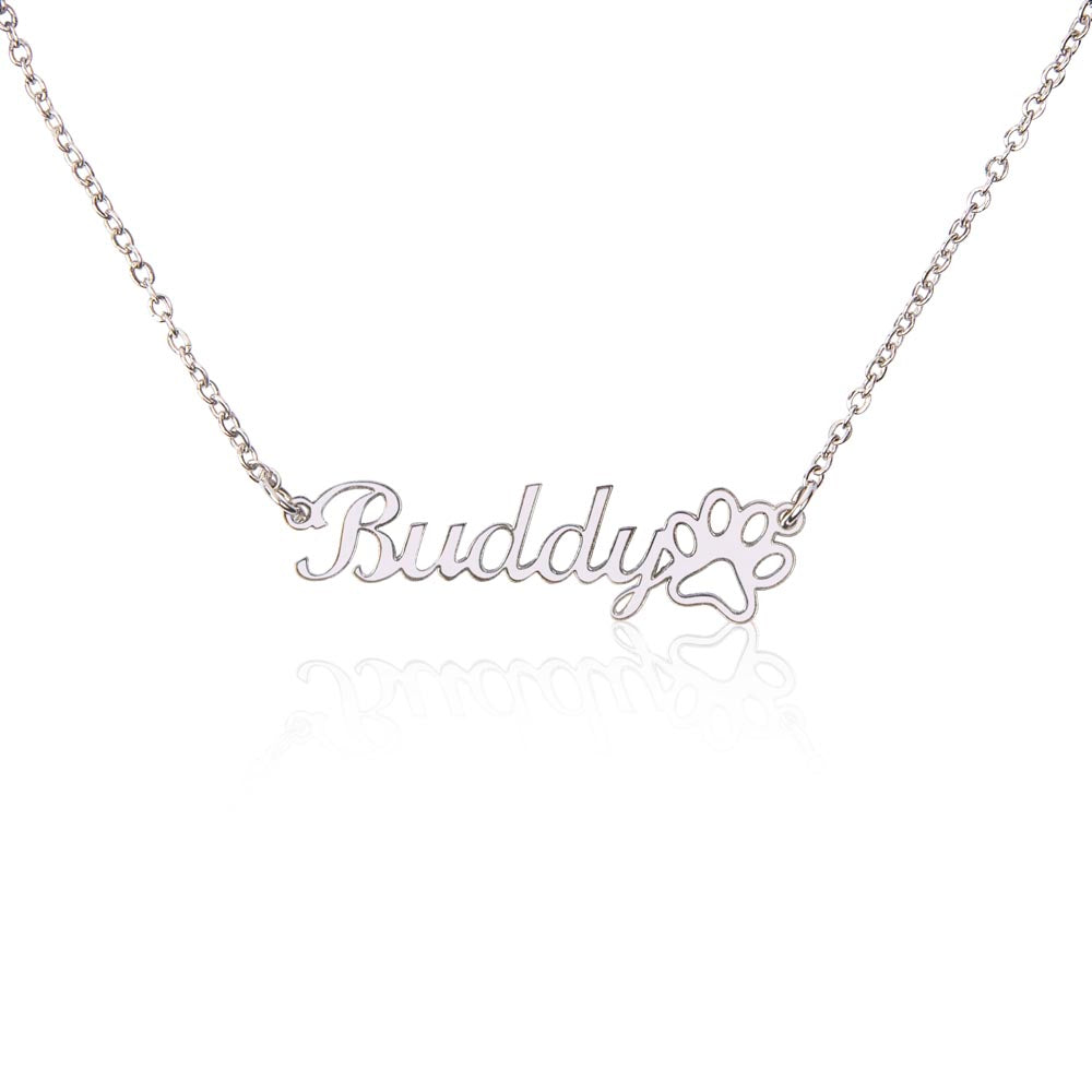 Personalized Name Necklace With Dog Paw