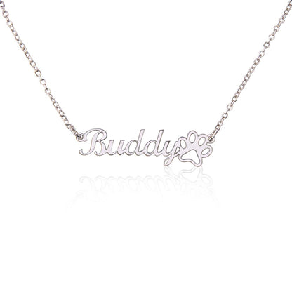 Personalized Name Necklace With Dog Paw