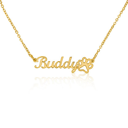 Personalized Name Necklace With Dog Paw