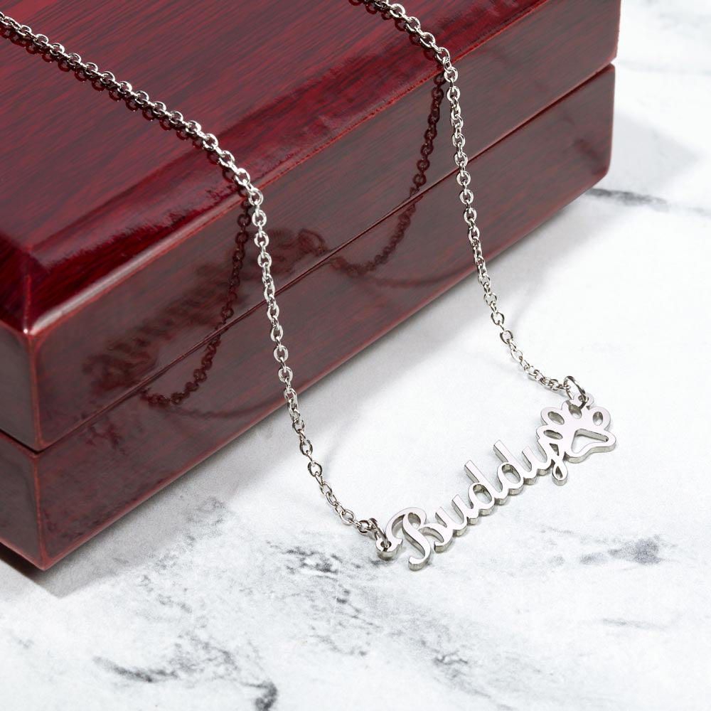 Personalized Name Necklace With Dog Paw