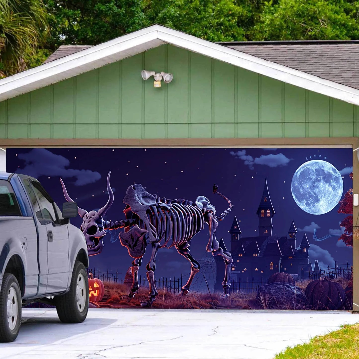 Spooky Steer Garage Cover