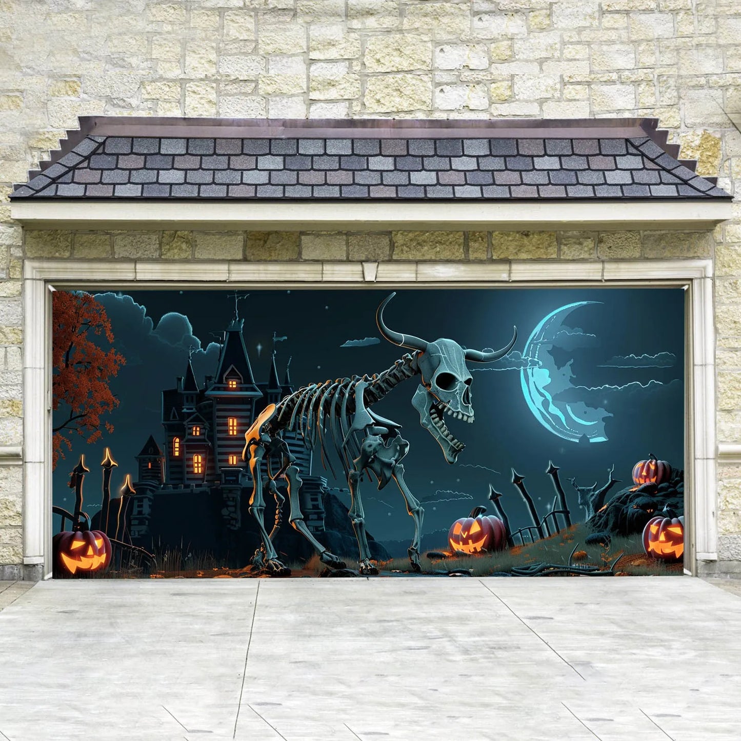 Spooky Steer Garage Cover