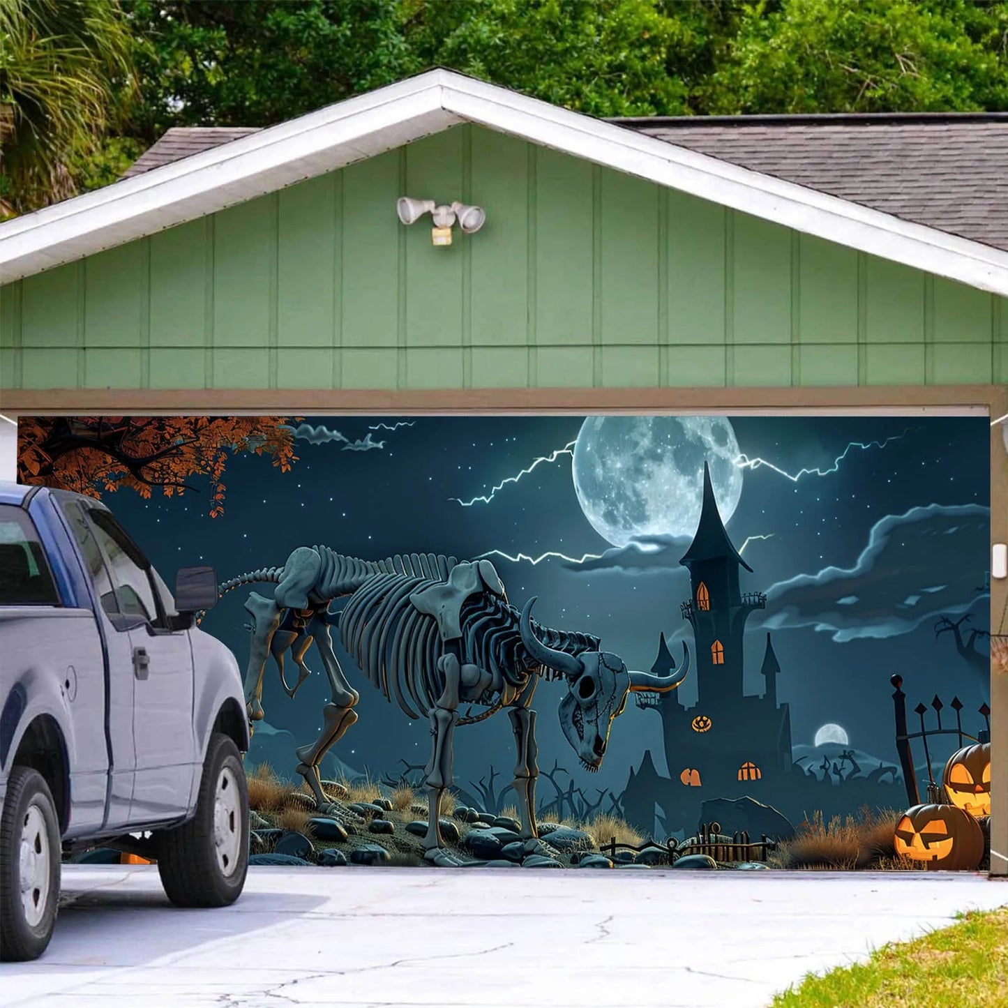 Spooky Steer Garage Cover